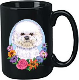 Bichon Frise - Show Cut - Best of Breed Ceramic 15oz Coffee Black Mug