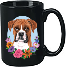 Boxer - Fawn - Uncropped - Best of Breed Ceramic 15oz Coffee Black Mug