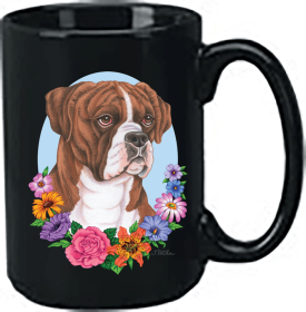 Boxer - Brindle - Uncropped - Best of Breed Ceramic 15oz Coffee Black Mug