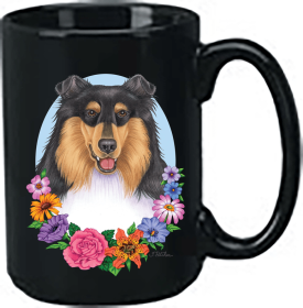 Collie - Tricolor - Best of Breed Ceramic 15oz Coffee Black Mug