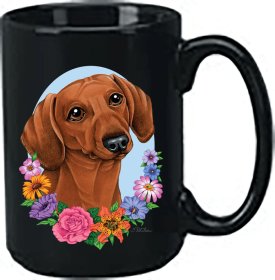 Dachshund -  Red - Best of Breed Ceramic 15oz Coffee Black Mug