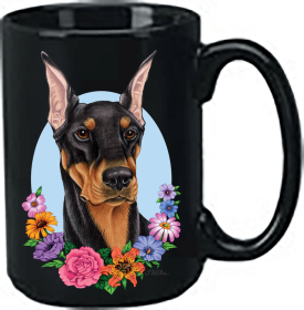 Doberman - Black and Tan - Cropped - Best of Breed Ceramic 15oz Coffee Black Mug