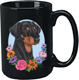 Doberman - Black and Tan - Uncropped - Best of Breed Ceramic 15oz Coffee Black Mug