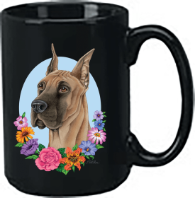 Great Dane - Fawn - Cropped - Best of Breed Ceramic 15oz Coffee Black Mug