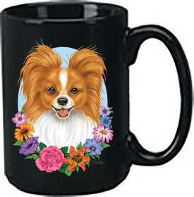 Papillion - Red and White - Best of Breed Ceramic 15oz Coffee Black Mug