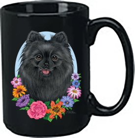 Pomeranian - Black - Best of Breed Ceramic 15oz Coffee Black Mug