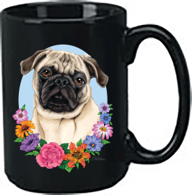 Pug - Fawn - Best of Breed Ceramic 15oz Coffee Black Mug