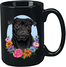 Pug -  Black - Best of Breed Ceramic 15oz Coffee Black Mug