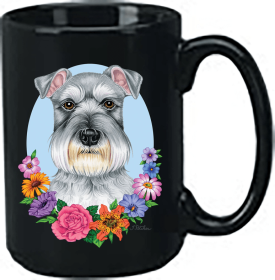 Schnauzer - Grey - Uncropped - Best of Breed Ceramic 15oz Coffee Black Mug