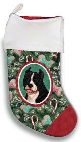 American Pit Bull - Black and White - Best of Breed Christmas Stocking