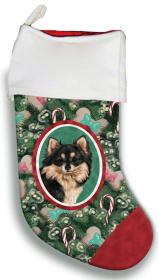 Chihuahua - Longhaired -  Black and White - Best of Breed Christmas Stocking