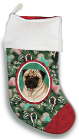 Pug  - Fawn- Best of Breed Christmas Stocking