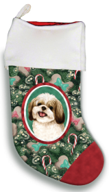 Shih Tzu - Gold and White- Best of Breed Christmas Stocking