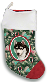 Siberian Husky - Black and White- Best of Breed Christmas Stocking