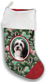 Tibetan Terrier - Black and White- Best of Breed Christmas Stocking