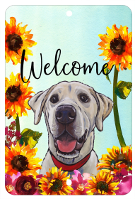 Labrador Retriever - Yellow and White - HHS Welcome Indoor/Outdoor Aluminum Sign