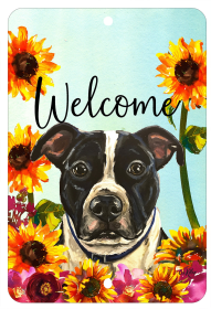 Pit Bull - Black and White - HHS Welcome Indoor/Outdoor Aluminum Sign