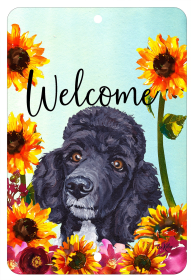 Poodle - Black - HHS Welcome Indoor/Outdoor Aluminum Sign