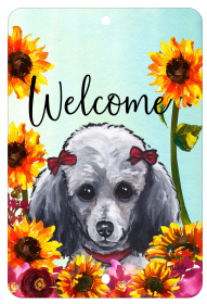 Poodle - Grey - HHS Welcome Indoor/Outdoor Aluminum Sign