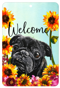 Pug - Black - HHS Welcome Indoor/Outdoor Aluminum Sign