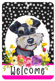 Schnauzer - Uncropped - HHS Paw Prints Welcome Indoor/Outdoor Aluminum Sign