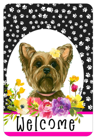 Yorkie - HHS Paw Prints Welcome Indoor/Outdoor Aluminum Sign