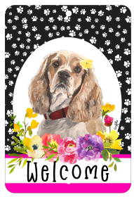 Cocker Spaniel - Buff - HHS Paw Prints Welcome Indoor/Outdoor Aluminum Sign