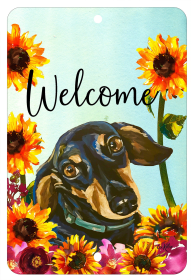 Dachshund - Black and Tan - HHS Welcome Indoor/Outdoor Aluminum Sign