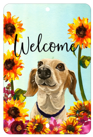 Dachshund - Piebald - HHS Welcome Indoor/Outdoor Aluminum Sign