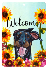 Doberman - Black and Tan - Uncropped - HHS Welcome Indoor/Outdoor Aluminum Sign