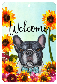 French Bulldog - Black and White - HHS Welcome Indoor/Outdoor Aluminum Sign