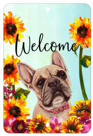 French Bulldog - Cream - HHS Welcome Indoor/Outdoor Aluminum Sign