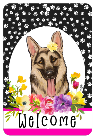 German Shepherd - HHS Paw Prints Welcome Indoor/Outdoor Aluminum Sign