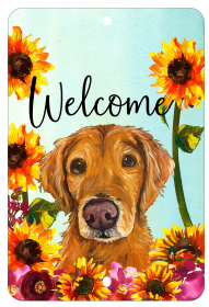 Golden Retriever - Red - HHS Welcome Indoor/Outdoor Aluminum Sign