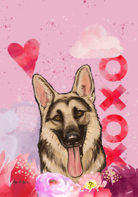 German Shepherd - Hippie Hound Studios Valentines  House Flags