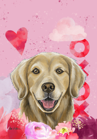 Golden Retriever - Hippie Hound Studios Valentines House Flags