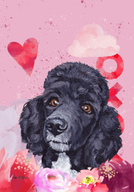 Poodle Black - Hippie Hound Studios Valentines  House Flags