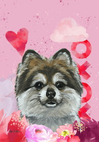 Pomeranian - Hippie Hound Studios Valentines  House Flags