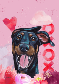 Doberman  - Hippie Hound Studios Valentines  House Flags