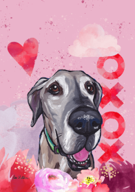 Great Dane - Hippie Hound Studios Valentines  House Flags