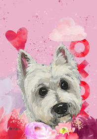 West Highland White Terrier Hippie Hound Studios Valentines Garden Flags