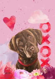 Labrador Retriever - Chocolate - Hippie Hound Studios Valentines House Flags