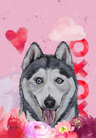 Siberian Husky - Hippie Hound Studios Valentines  House Flags