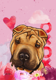 Shar Pei  - Hippie Hound Studios Valentines  House Flags