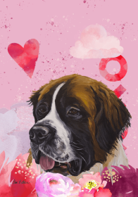 Saint Bernard - Hippie Hound Studios Valentines  House Flags