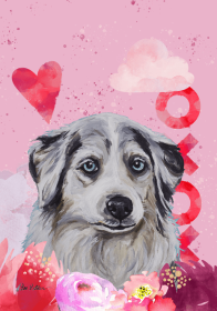 Australian Shepherd - Hippie Hound Studios Valentines House Flags