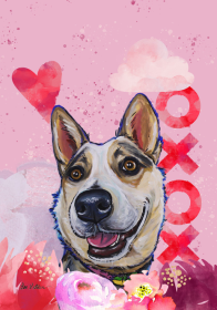 Australian Cattle Dog - Hippie Hound Studios Valentines House Flags