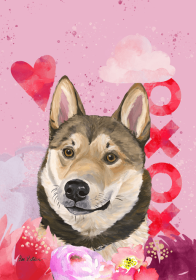 Alaskan Malamute - Hippie Hound Studios Valentines House Flags