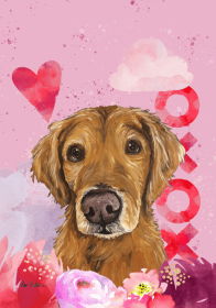 Golden Retriever Red - Hippie Hound Studios Valentines House Flags