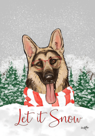 German Shepherd - Hippie Hound Studios Christmas House Flags